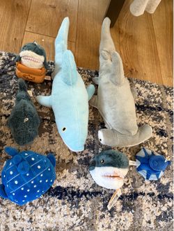 Shark and marine animal plush toys collection