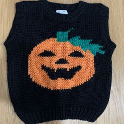 Vintage Hand Knitted Halloween Sweater Vest By Windcrest
