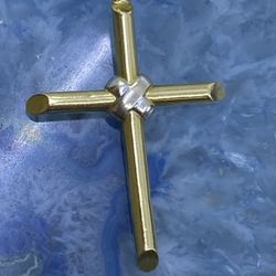 $425 Two Tone Yellow And White Gold Cross Religious Charm Pendant