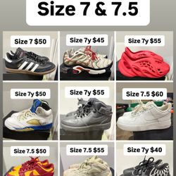 Jordan Nikes Adidas Size 7y 7 & 7.5