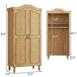 Arched Armoire Wardrobe Closet Natural Oak