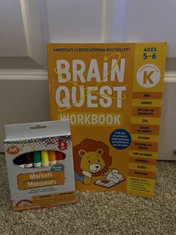 Brain Quest Workbook Ages 5-6 Kindergarten With Bonus Markers!