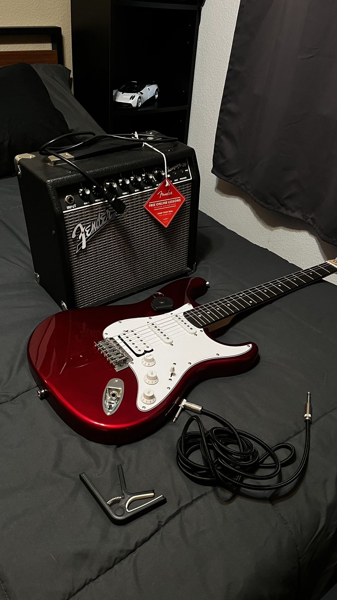 Donner Electric Guitar and Fender Amplifier
