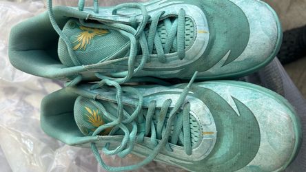 Teal Basketball Sneakers with Gold Eagle Logo