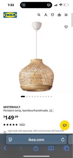 IKEA MISTERHULT Bamboo Pendant Lamp 18"
