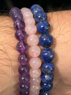 Amethyst quartz crystal stretchy bracelet