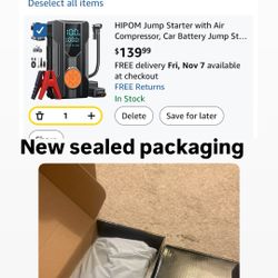 4000 AMP Jump Starter/ Air Compressor, Car Battery Jump Starter (8.0 Gas/7.0L Diesel), Battery Jumper Starter Portable Jump Box, 12V Portable Car Jump