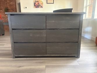 6-Drawer Wood Dresser in Dark Gray
