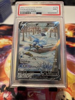 Glaceon V (Alternate Full Art) 175/203 Pokémon SWSH07: Evolving Skies Holo Psa 9.