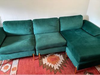 Emerald green velvet  sectional sofa