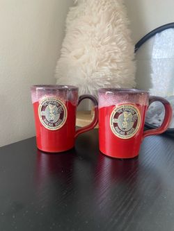 Pair Of Original Pancake House Coffee Mug Red Tacoma, Wa. Deneen Pottery 2018