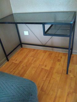 Iron desk with glass