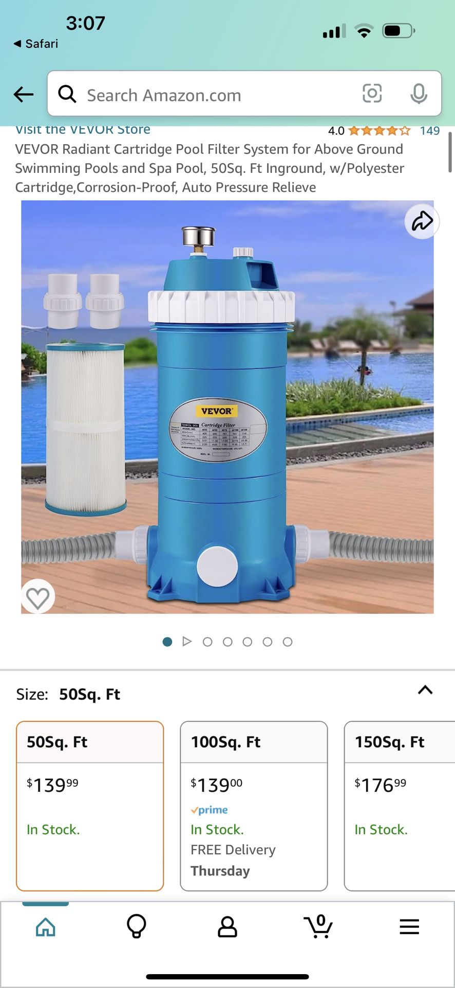 VEVOR Radiant Cartridge Pool Filter System for Above Ground Swimming Pools and Spa Pool (As Is)