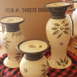 Temptations GRAY Candle Holders 3 Pc Set