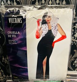 Disney Villain Adult Cruella De Vil Costume 101 Dalmatians SMALL 4-6 Officially Licensed Halloween NEW IN PACKAGING