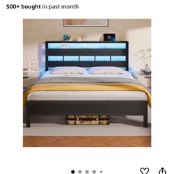 Brand New Queen Bed Frame - Black w/ LED Lights