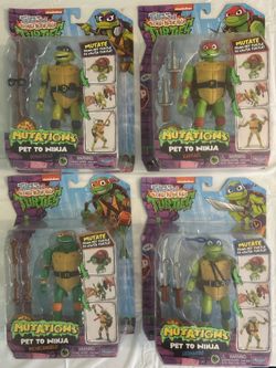 Teenage Mutant Ninja Turtles TMNT 2024 Mutations Pet To Ninja set of 4 Michaelangelo Rafael Donatello Leonardo