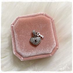 Sterling Silver Heart Lock Key Charm Pendant