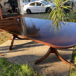 Vintage Mid Century Modern Double Pedestal Mahogany Kitchen Table 