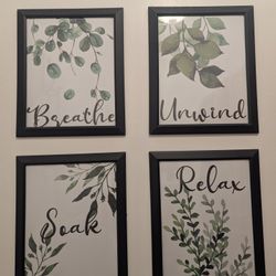 Set Of 4 Framed Paintings Of Plants 