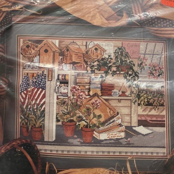 New Sealed Vintage Candamar Designs Needlepoint Kit Potting Shed