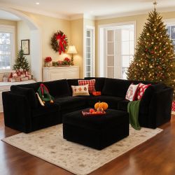 Modular Sectional Sofa Cloud Couch - L Shaped Comfy Oversized Sectional Couches for Living Room,Deep Seat Convertible Sleeper Sofa Bed with Ottoman