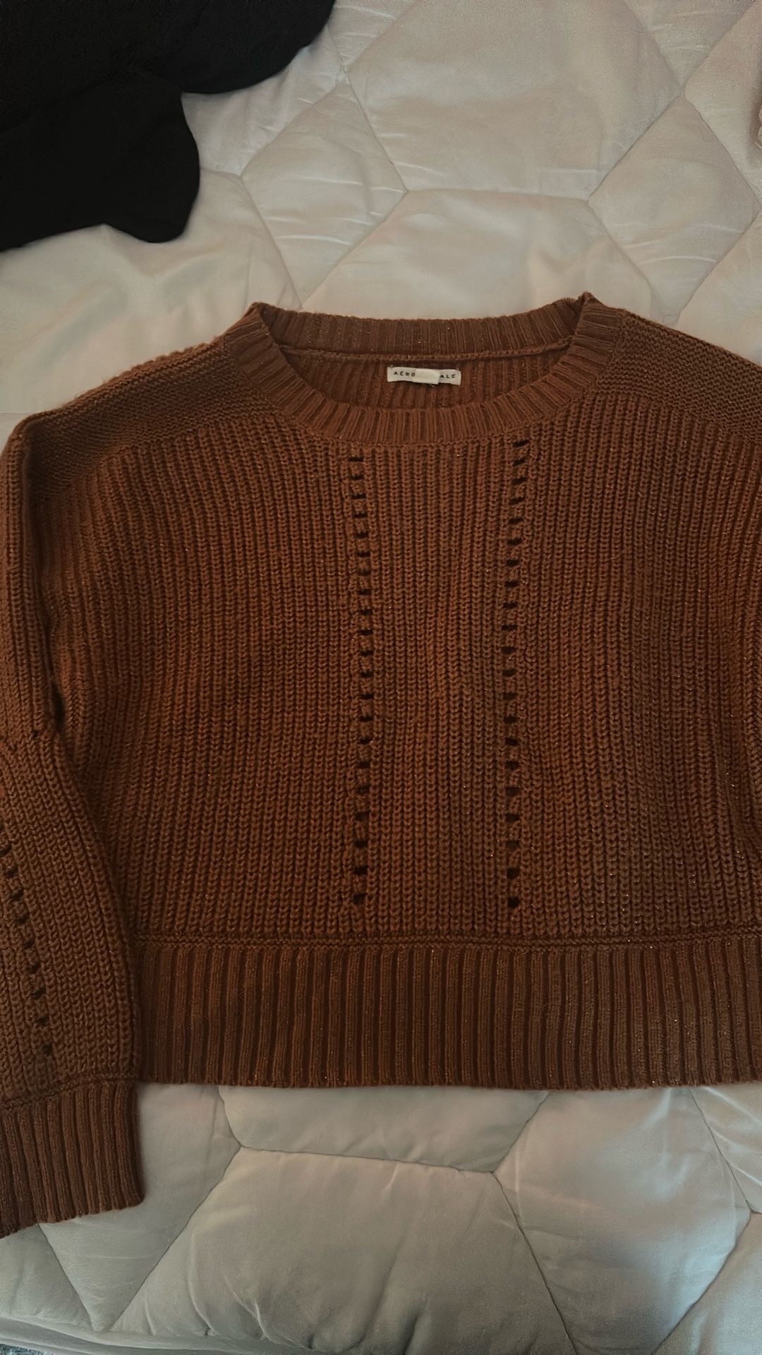 Orange Brownish Knitted Crop Sweater