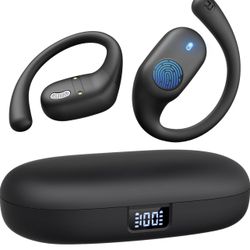 Open Ear Headphones, Bluetooth Headphones 5.3 Sports with Smart Digital Display, 36H Playtime, IP54 Waterproof, Wireless Earbuds Lightweight Design Fi