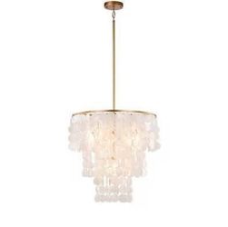 New in box Gardenia 20.5 in. 4-Light Glossy Bronze Finish Chandelier with Natural White Shell