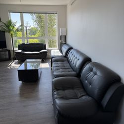 Modern Black Sofa Set (5-Piece) + Lift-Top Coffee Table