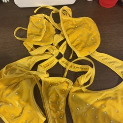 Yellow Rhinestone Dancer Outfit 