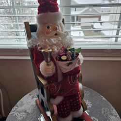$55.00 - 26" Christmas Santa!  Lots Of Solid Wood & Miniature Design Details!  Like New Condition - Rare Find!