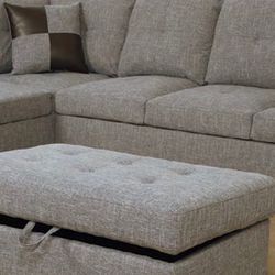 Gray Sectional Couch with Ottoman