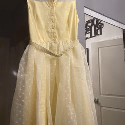 Unique Vintage Yellow Polka Dress