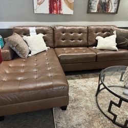 [OM] 🟪 Only $45 initial then take it home 🏡 Brand New Baskove 2 Piece Real Leather Sectional With Chaise 