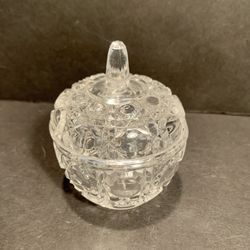 Vintage Cut Glass Apple Trinket Jewelry Dish Bowl