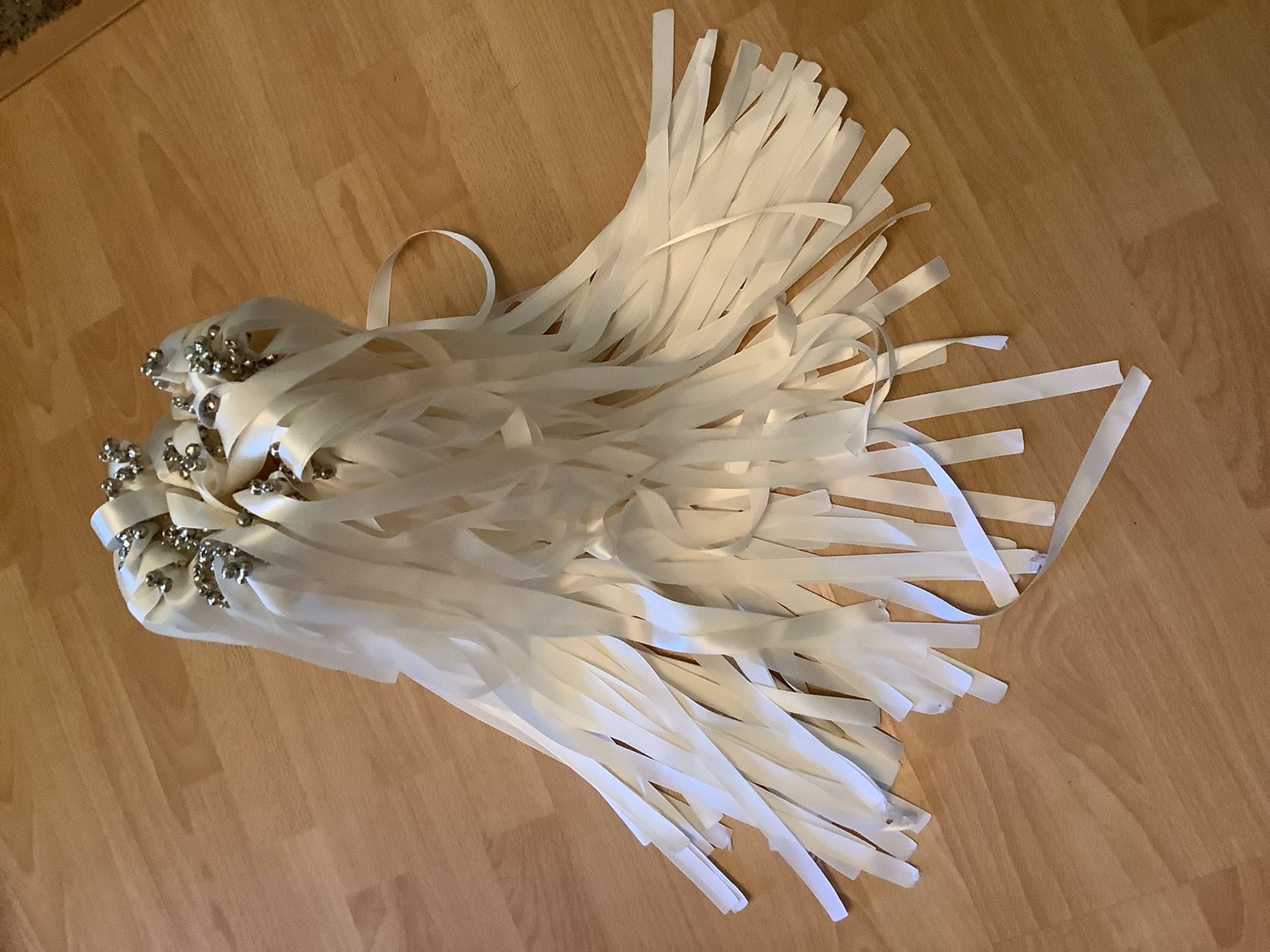 80 Ivory Ribbon Wands with Bells