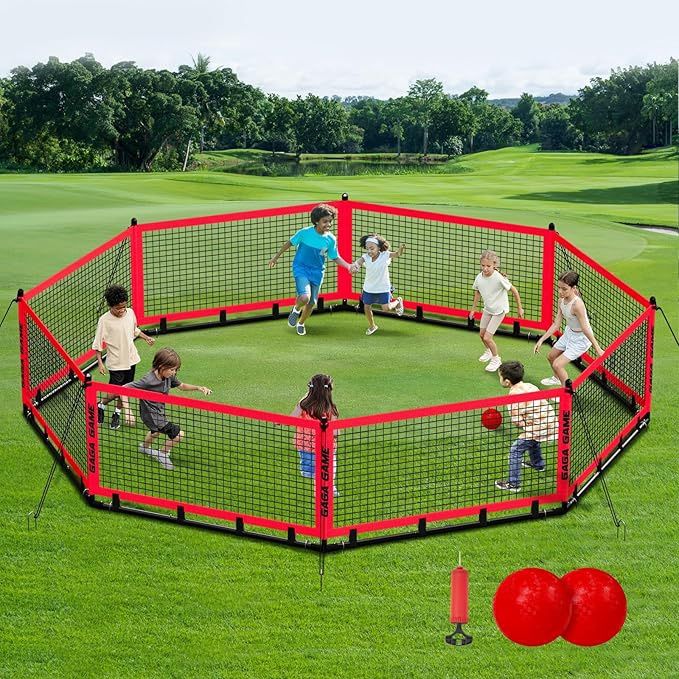 Gaga Ball Pit, Portable Gagaball Court 15ft Equipped with Carry Bag