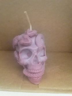 Halloween Handmade Skull With Snake Candle