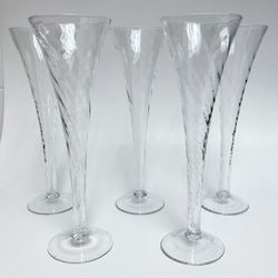 (5) Optic Swirl Champagne Flutes
