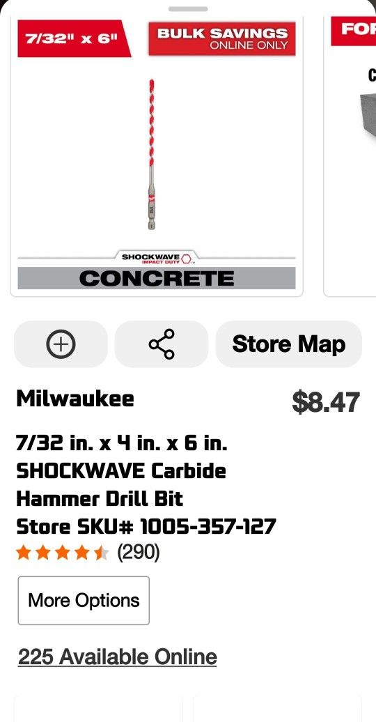 MILWAUKEE HAMMER DRILL BIT 7/³²