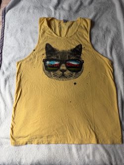 Coachella Yellow Cat Graphic Tank Top