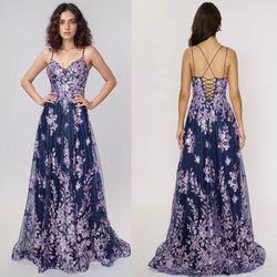 New With Tags Nina Canacci Sequin & Glitter Long Formal Dress & Prom Dress $135