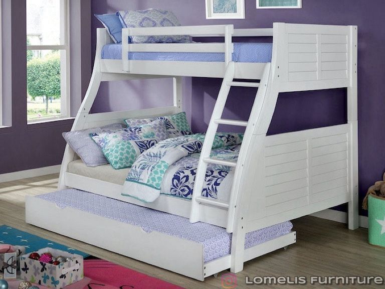 Twin/Full/Twin Hoover Collection Bunk bed w. Orthopedic Mattresses Included