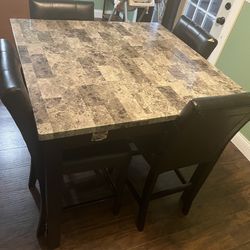 Marble Table 4 Chairs 