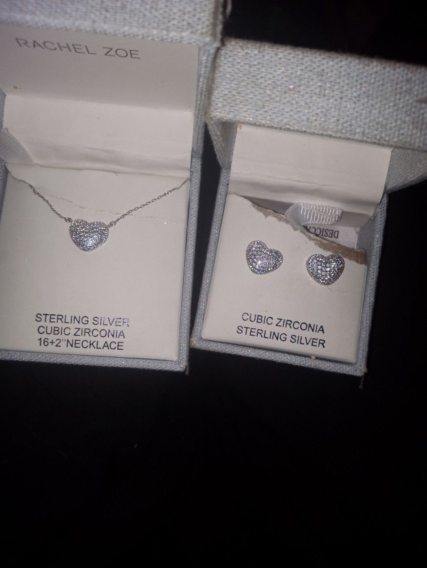 Sterling Silver Necklace And Earrings 