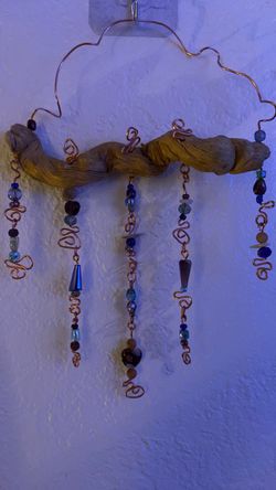 Handmade Driftwood and Copper Wire Bead Mobile