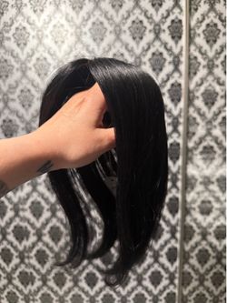 Black hair topper partial clip on wig (human hair)