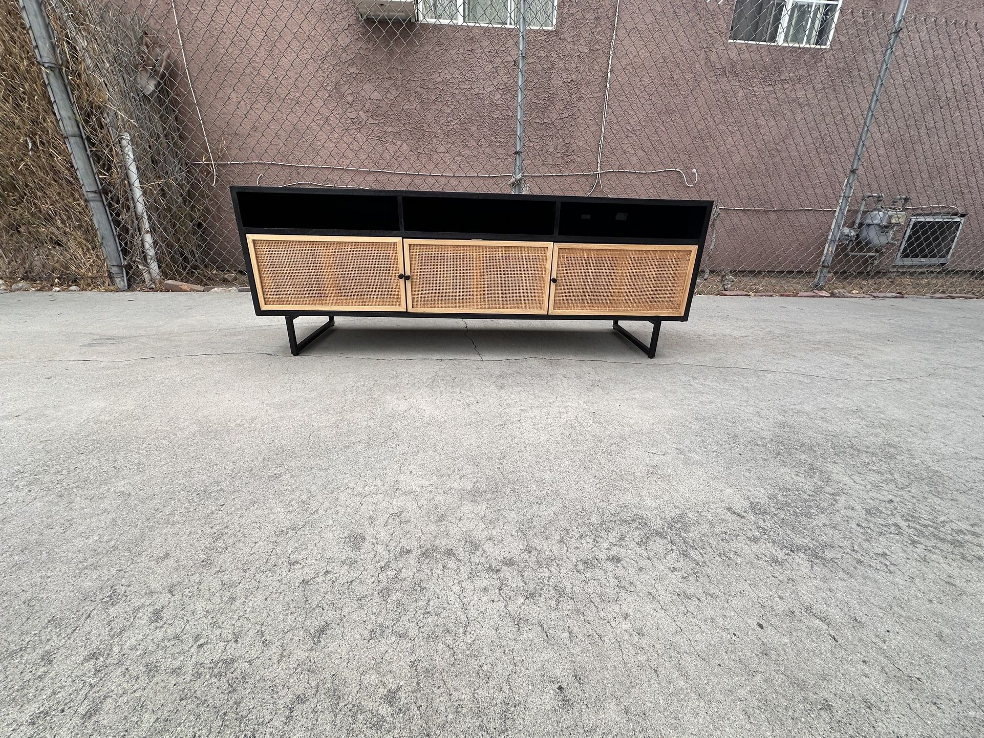 Pottery Barn Dolores Cane Media Console Entertainment Center Tv Stand Cabinet Sideboard Credenza.