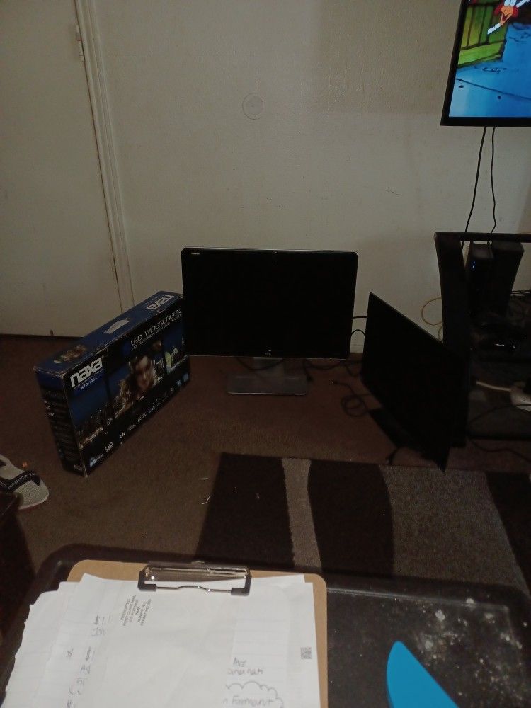 2 TVs one w/ Built In DVD player, 1 Computer Screen all HDMI LED